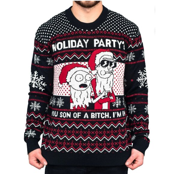 Rick and Morty Holiday Party Son of B I'm In Ugly Christmas Sweater Mens Sz M - Picture 1 of 6